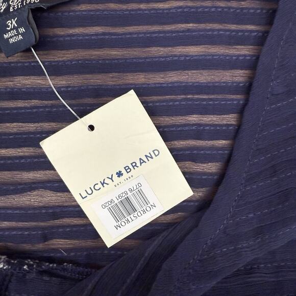 Lucky Brand Blouse Top Womens Plus Size 3X Blue Print Western Boho Peasant NWT - Picture 5 of 9